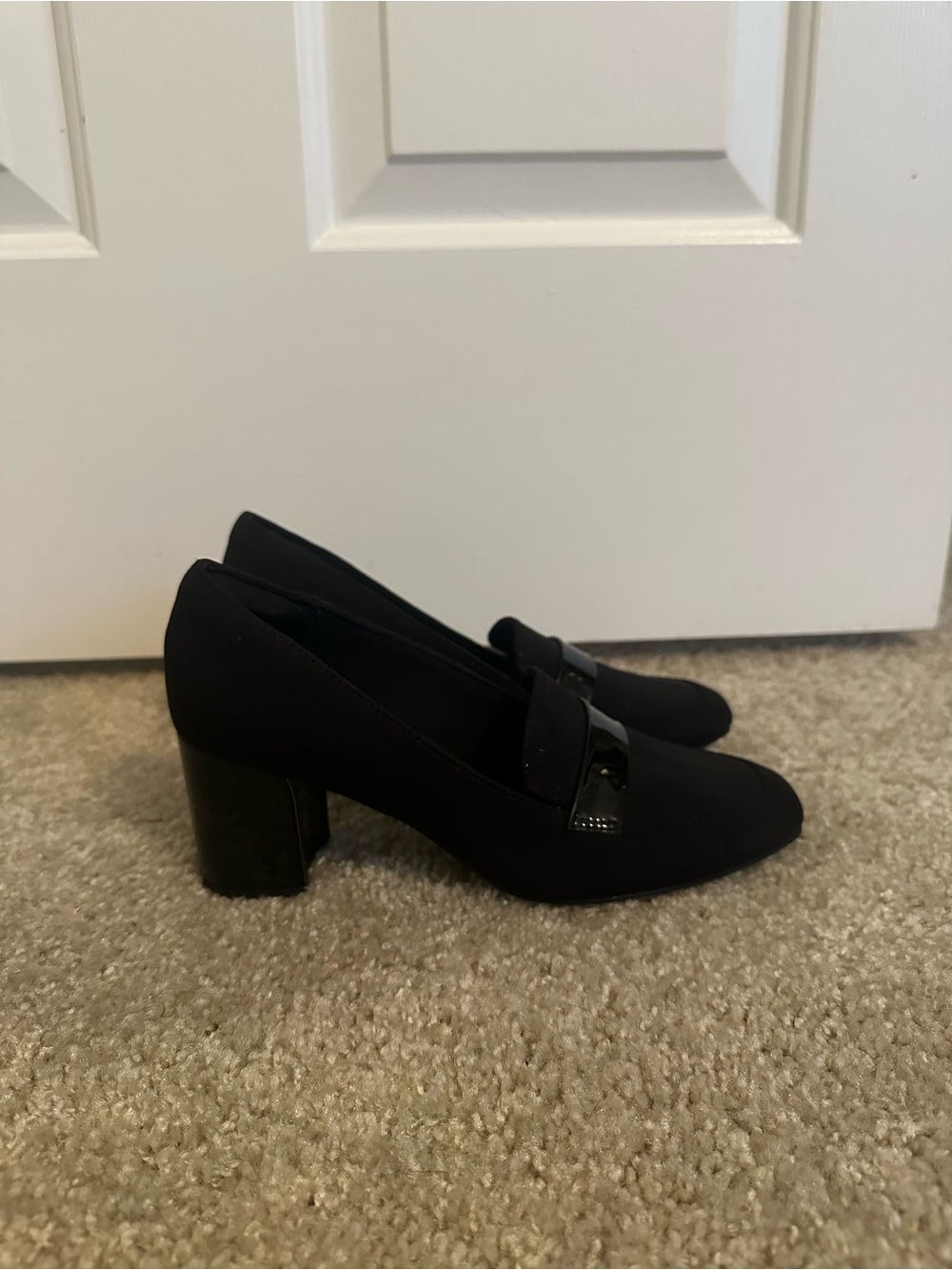 Classic Black Block Heel Pumps - Women's Dress Loafers